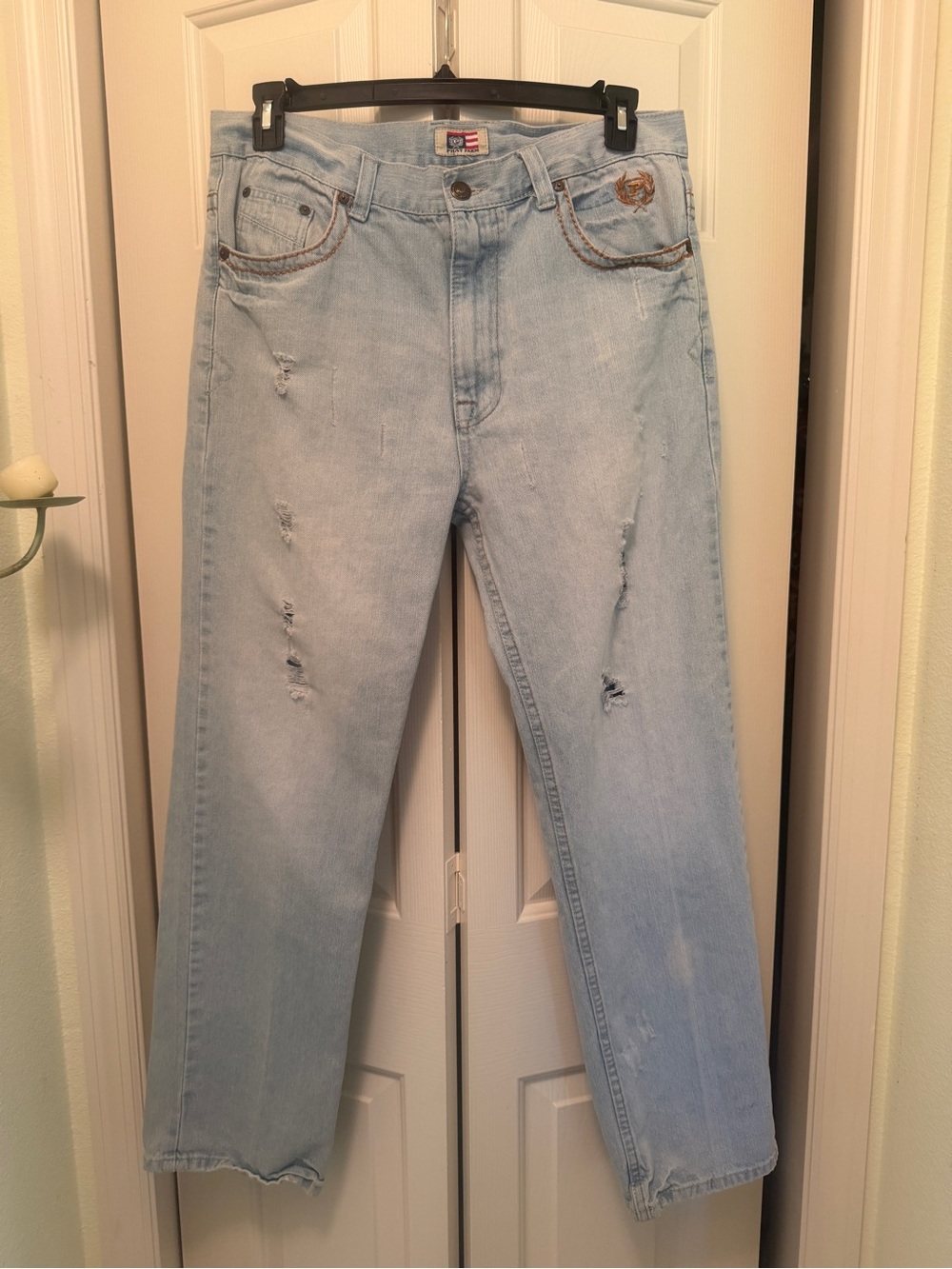 Phat Farm Light Blue Distressed Men's Relaxed Jeans